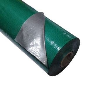 Полотно тарпаулиновое 180 гр/м2, размер 2.1x100м зеленый/серебро